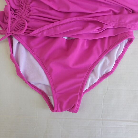 Jantzen Size 6 One Shoulder Skirted One Piece Swimsuit-Metal Details-Lined-Pads - Picture 9 of 12